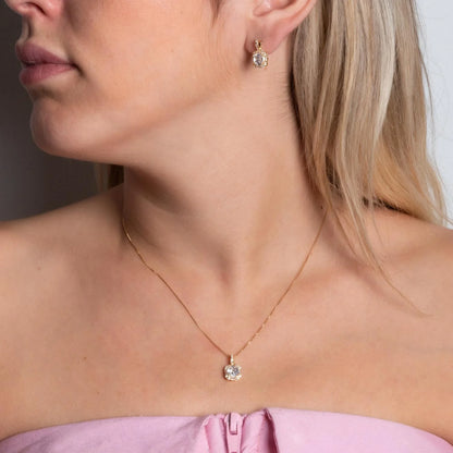 CONJUNTO CRAVEJADO DE ZIRCÔNIAS CRISTAIS (40CM+5CM)