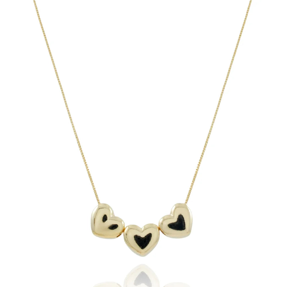 COLAR TRÊS CORAÇÕES LISOS (45CM)