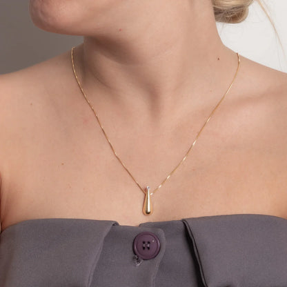 COLAR DE GOTA LISA COM DETALHE EM ZIRCÔNIA CRISTAL (48CM+10CM)