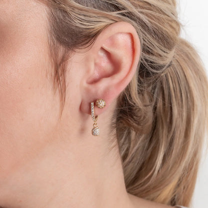 BRINCO DUPLO COM ARGOLA ARTICULADA CRAVEJADOS DE ZIRCÔNIAS CRISAIS